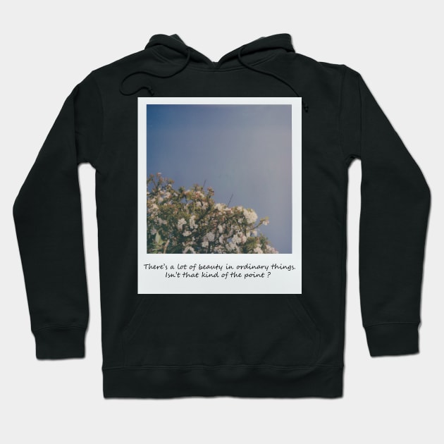 White flowers polaroid Hoodie by inevitabiliTee